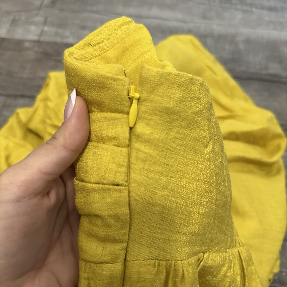 JOIE Chayton Midi Tiered‎ Dress Yellow Sundress In Sulphur Mustard Women's 10 - Picture 8 of 10